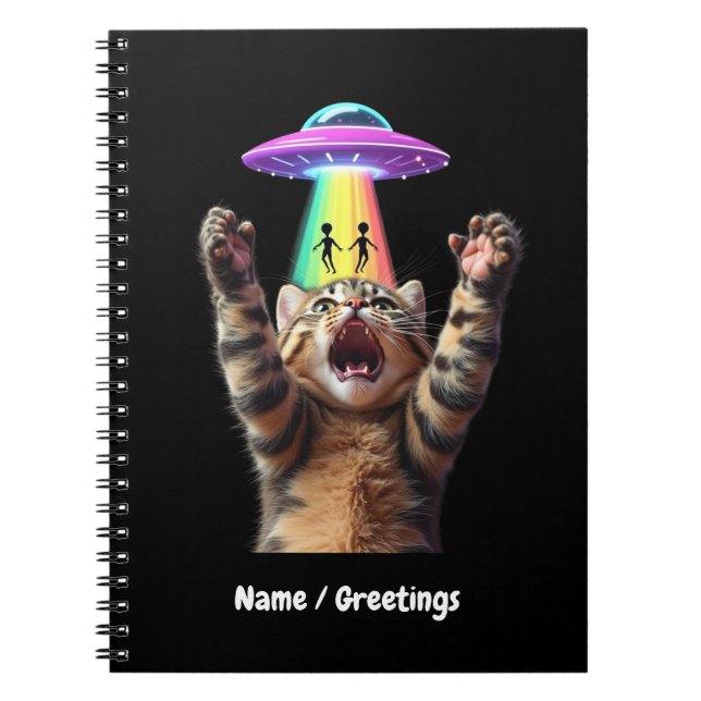 Cuaderno Gracioso gato Selfie Alien OVNI Personalizable div (Frente)