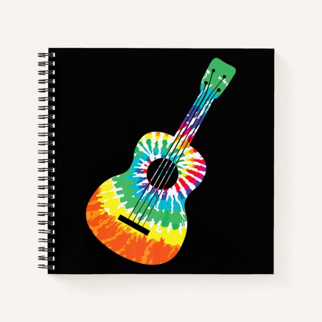 Cuaderno Gracioso Hippie Arco Arcoiris Tye Guitarra Acústic (Anverso)
