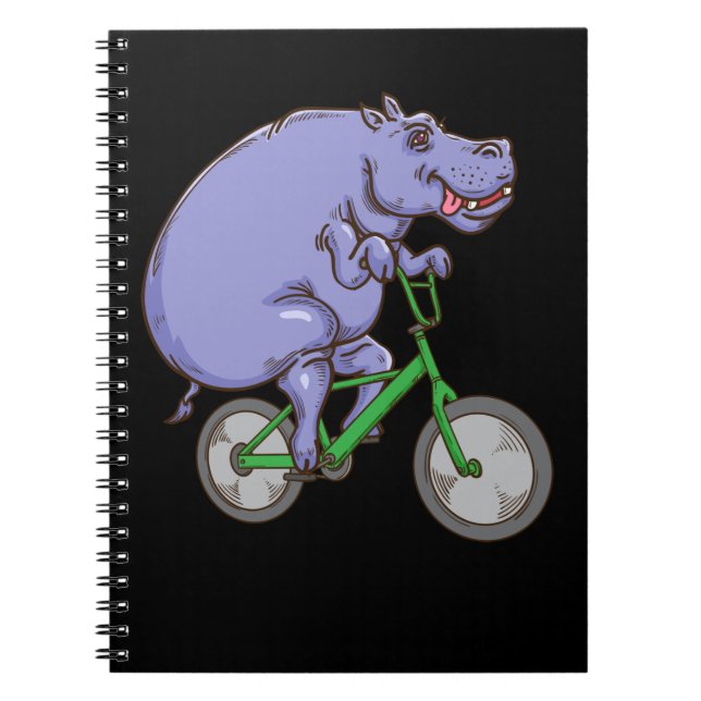 Cuaderno Gracioso Hippo Montando Bicicleta Hippopótamo Niño (Frente)