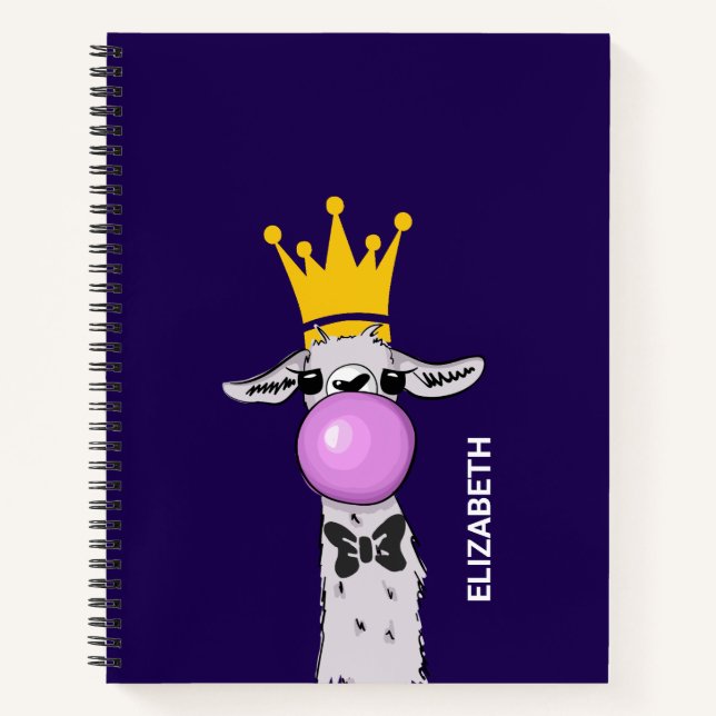 Cuaderno Gracioso Ilustracion de Llama que sopla una burbuj (Anverso)