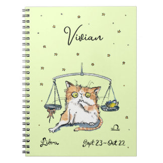 Cuaderno Gracioso Libra Zodiac Cat Star detector horóscopo