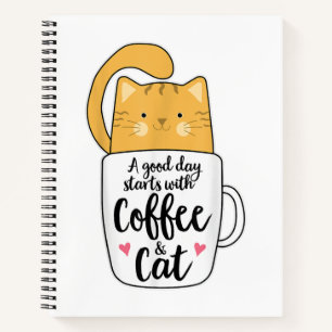 Cuaderno Gracioso Naranja Cat Coffee Mug Cat Lover