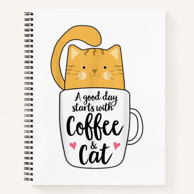 Cuaderno Gracioso Naranja Cat Coffee Mug Cat Lover (Anverso)