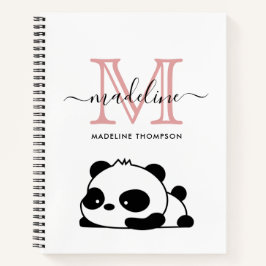 Cuaderno Gracioso Panda Rubor Rosado Black Monograma Script