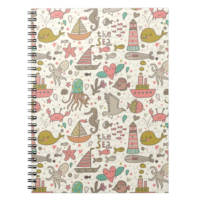 Cuaderno Gracioso Patrón De Verano Con Buques (Frente)