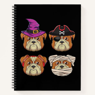 Cuaderno Gracioso perro de Bulldog de Halloween - disfraz d