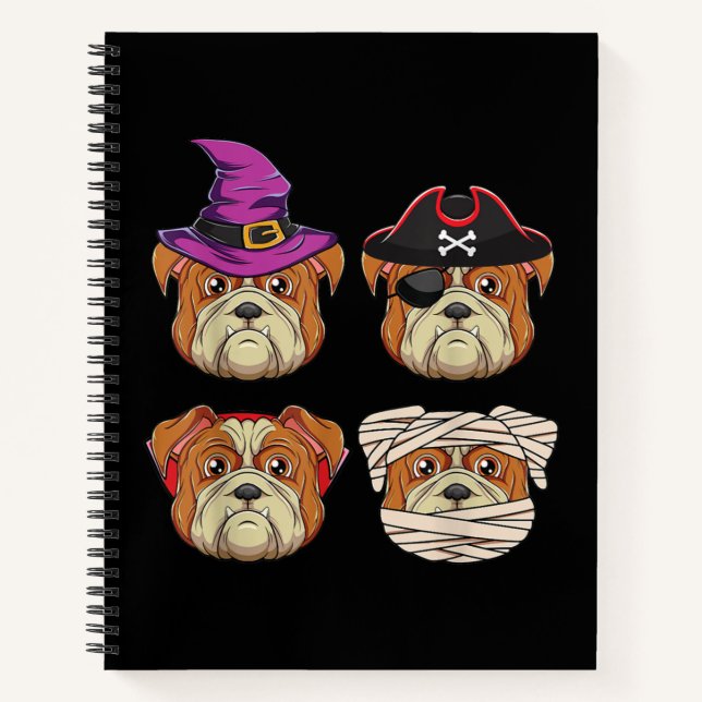 Cuaderno Gracioso perro de Bulldog de Halloween - disfraz d (Anverso)