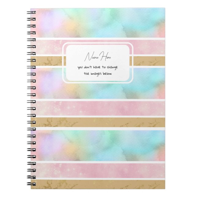 Cuaderno Gracioso Personalizable Stripes Bonito portátil es (Frente)