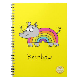 Cuaderno Gracioso Personalizado del arcoiris rinoceronte co