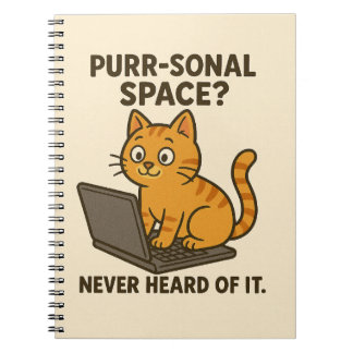 Cuaderno Gracioso portátil Cat - "¿Espacio Purr-sonal?"