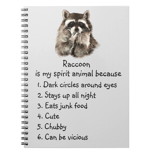 Cuaderno Gracioso Raccoon Spirit Animal Humor Cute acuarela (Frente)
