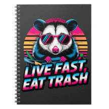 Gracioso Retro Raccoon Opossum Live Fast Efeat Tra