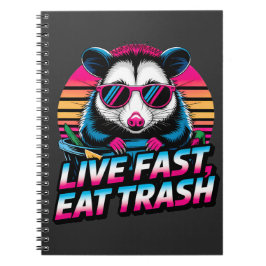 Cuaderno Gracioso Retro Raccoon Opossum Live Fast Efeat Tra