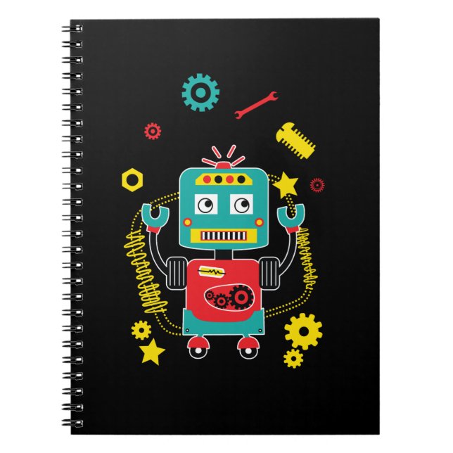 Cuaderno Gracioso Robot Malabariado Herramientas Robots (Frente)
