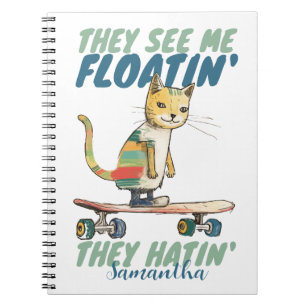 Cuaderno Gracioso tablero de patinaje para gatos que odian 