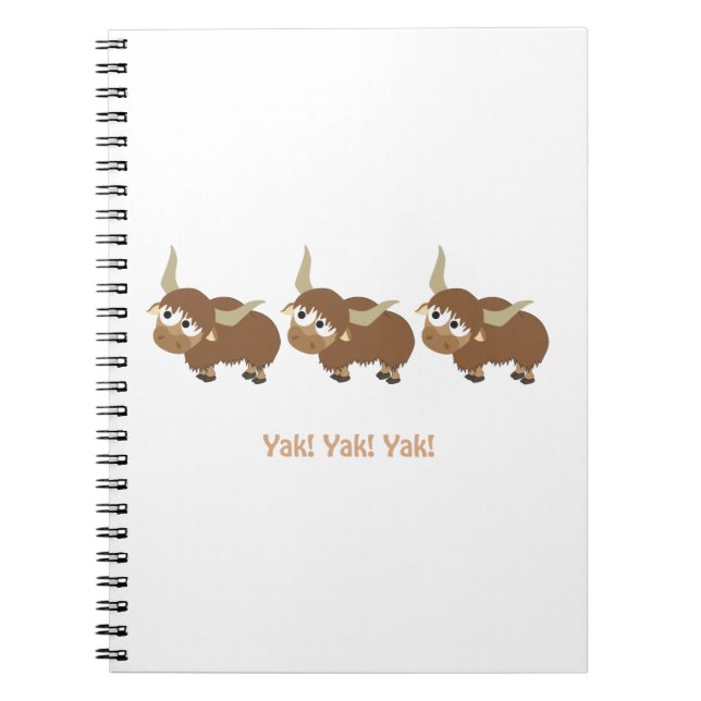 Cuaderno Gracioso Yak Yak Yak Pun Cute Personalizado Yaks (Frente)