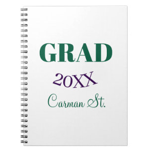 Cuaderno grad felicitaciones verde púrpura negrita año 20XX
