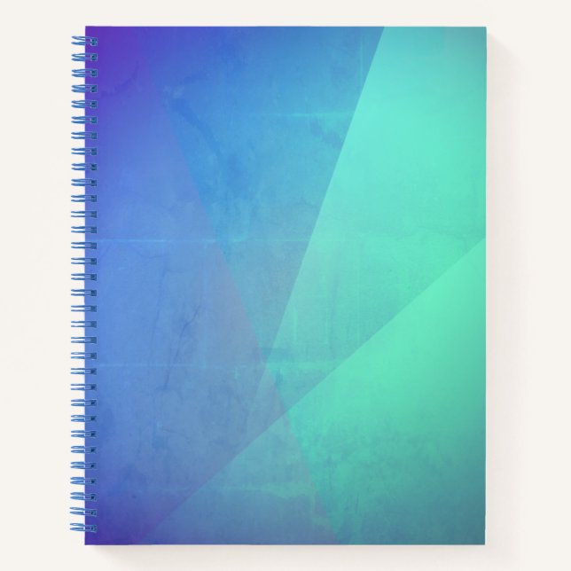 Cuaderno Gradación Geométrica Moderna De Agua Azul Y Turque (Anverso)