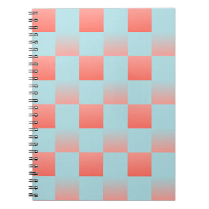 Cuaderno Gradiente a cuadros con estilo polvo azul coral ro