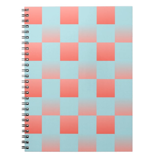 Cuaderno Gradiente a cuadros con estilo polvo azul coral ro (Frente)