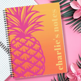 Cuaderno Gradiente amarillo naranja de piña rosa caliente