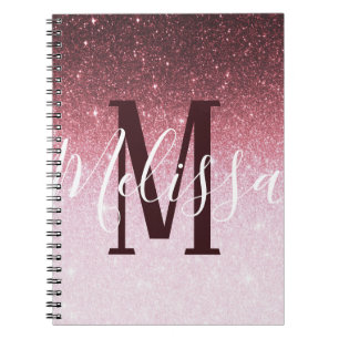 Cuaderno Gradiente de brillo dorado rosa personalizado