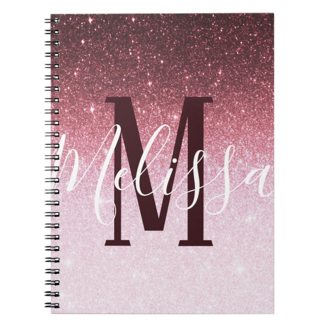 Cuaderno Gradiente de brillo dorado rosa personalizado (Frente)