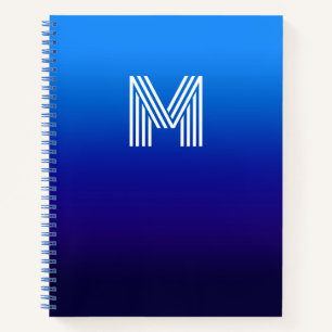 Cuaderno Gradiente de Cielo a Azul Medianoche Monogramado