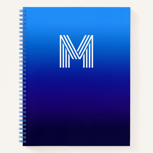 Cuaderno Gradiente de Cielo a Azul Medianoche Monogramado (Anverso)