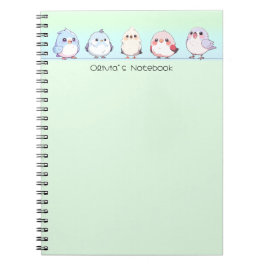 Cuaderno Gradiente de color de pájaro lindo Nombre personal