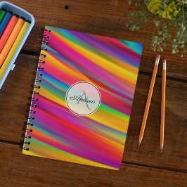 Cuaderno Gradiente de color monogramado Resumen de arte