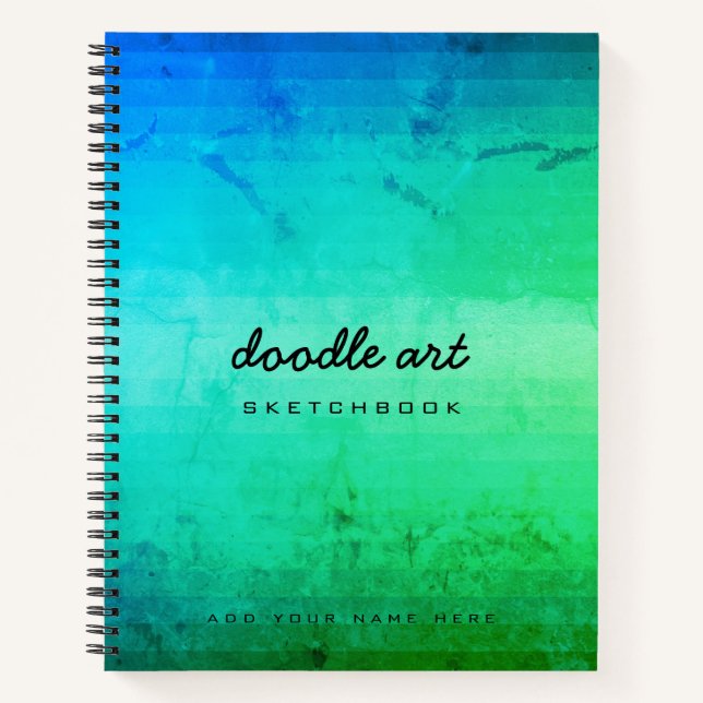 Cuaderno gradiente de dibujo de dibujos animados azul verde (Anverso)