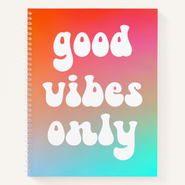 Cuaderno Gradiente de Fuego y Cielo Solo Buenas Vibraciones (Anverso)