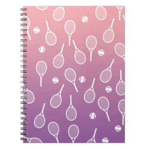 Cuaderno Gradiente de patrón de raquetas de tenis retro bla