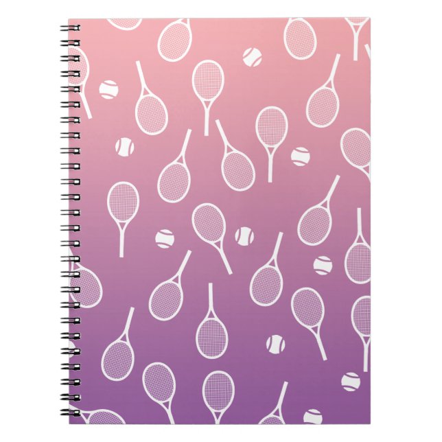 Cuaderno Gradiente de patrón de raquetas de tenis retro bla (Frente)