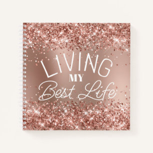 Cuaderno Gradiente de Rosa Dorado Brillante Viviendo Mi Mej