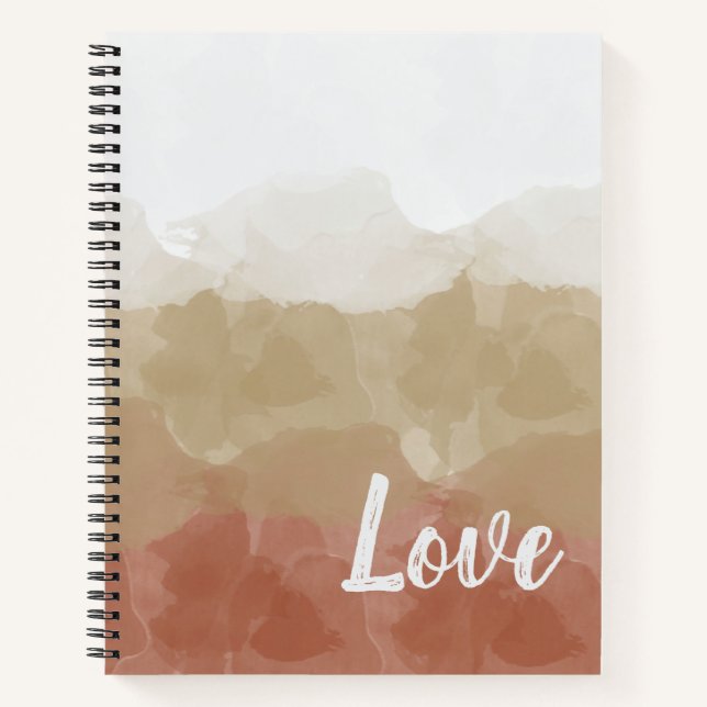 Cuaderno Gradiente graceado de Ombre Brown y Tan Love (Anverso)