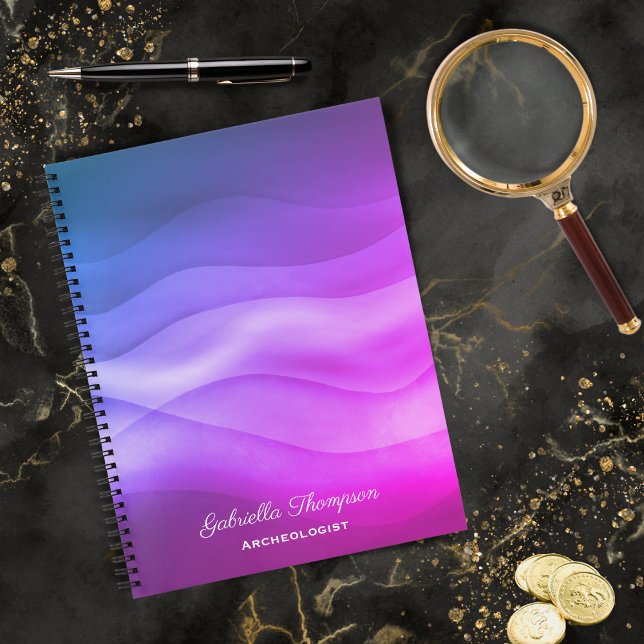 Cuaderno Gradiente magenta púrpura moderno Ondas abstractas (Subido por el creador)