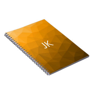 Cuaderno Gradiente naranja patrón de malla geométrica Monog