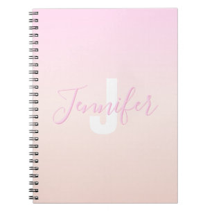 Cuaderno Gradiente ombré de rosa claro y melocotón con nomb
