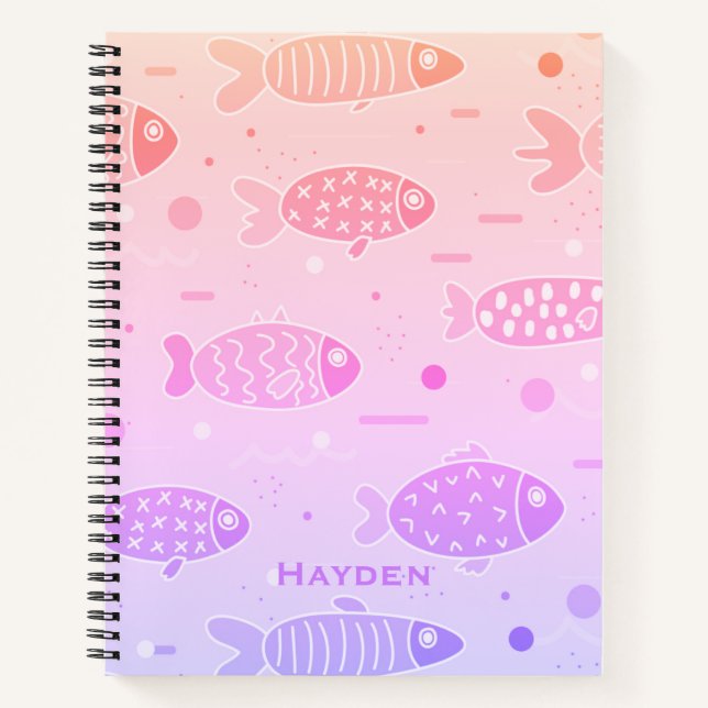 Cuaderno Gradiente Patrón de peces de atardecer moderno per (Anverso)