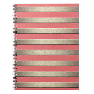 Cuaderno Gradiente purpurina dorado rayas rayadas cora
