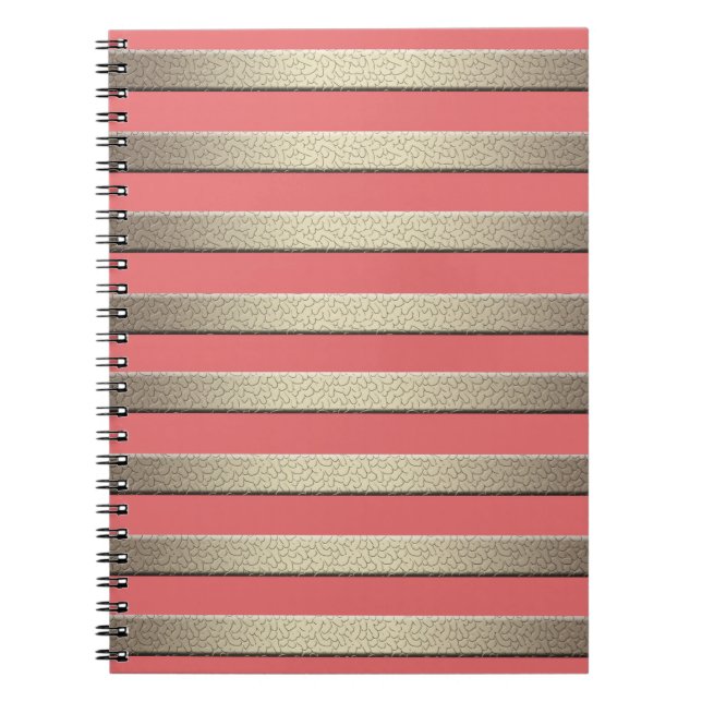 Cuaderno Gradiente purpurina dorado rayas rayadas cora (Frente)