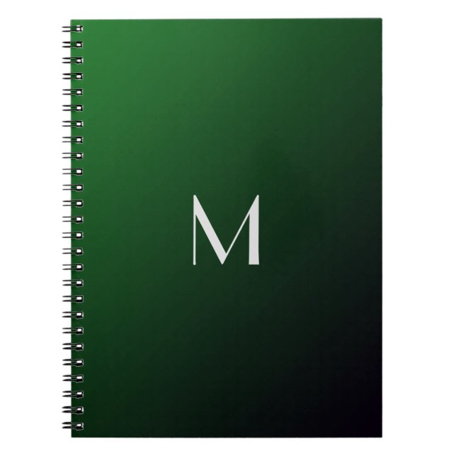 Cuaderno Gradiente Verde Esmeralda - monograma audaz (Frente)