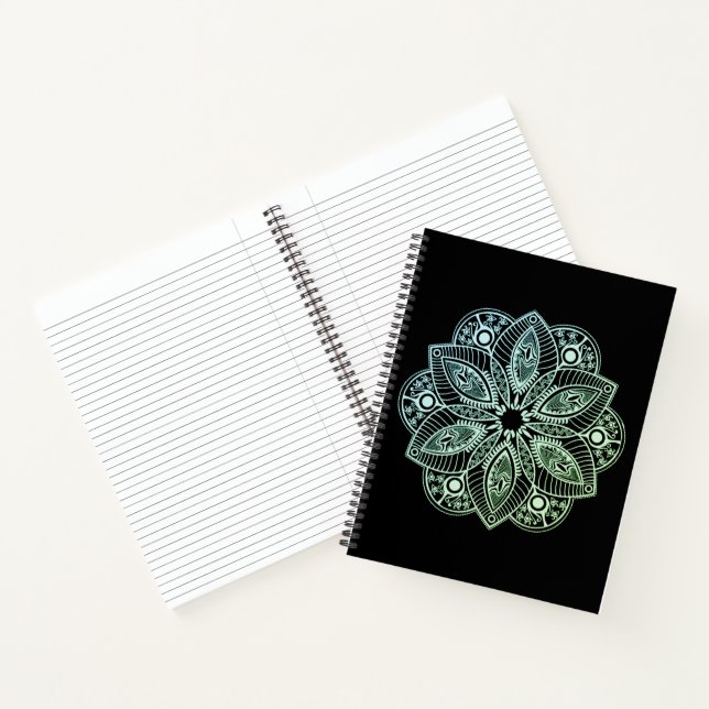 Cuaderno Gradiente verde tribal exótico Mandala (Interior)