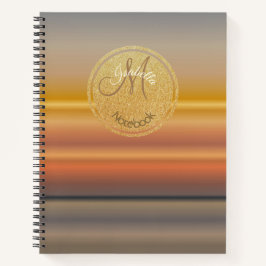 Cuaderno Gradientes Lineales Monogramados De Oro Y Atardece