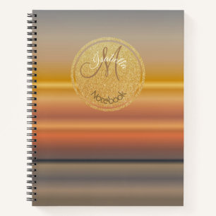 Cuaderno Gradientes Lineales Monogramados De Oro Y Atardece