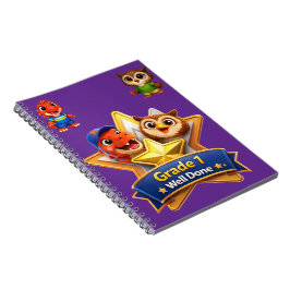 Cuaderno Grado 1 bien hecho logro de búho ululante y Rex