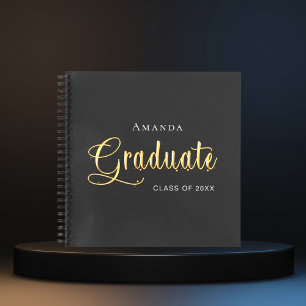Cuaderno Grado de graduado de oro negro elegante