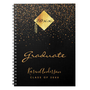 Cuaderno Graduación 2021 confetti de oro negro para graduad